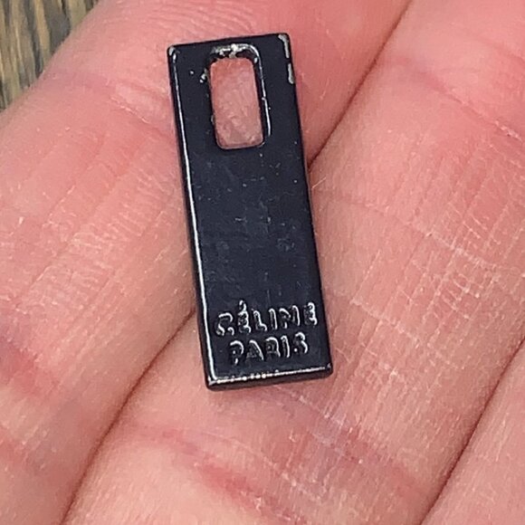 CELINE Paris Authentic Replacement Zipper Pull Dark Silver Metal 0.75"L - Picture 4 of 11